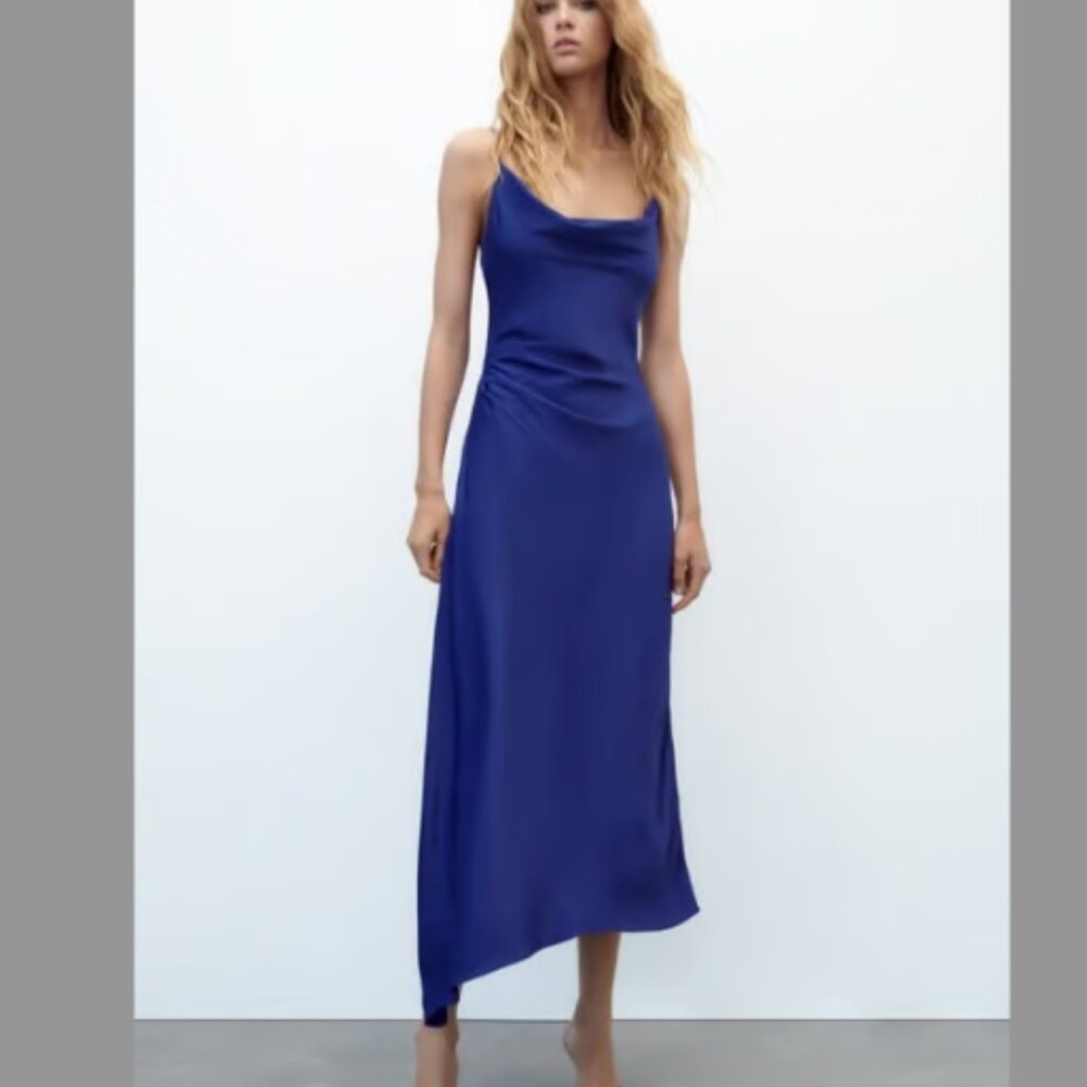 Zara Satin Effect Midi Dress